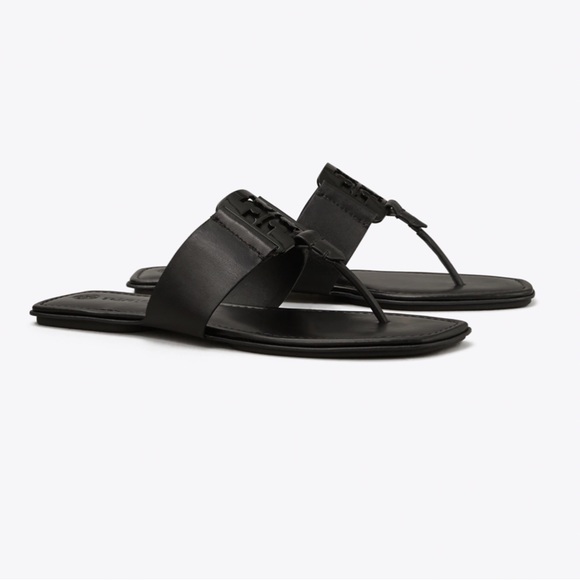 Tory Burch Black Logo Thong Sandal NIB - Picture 6 of 9